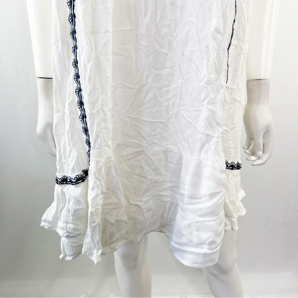 Muche & Muchette Dress White Off The Shoulder GAVIN Blue Embroidery One Size - Picture 4 of 10
